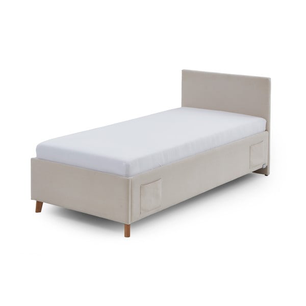 Smėlio spalvos iš audinio vaikiška lova su sandėliavimo vieta su lovos grotelėmis 90x200 cm Cool – Meise Möbel