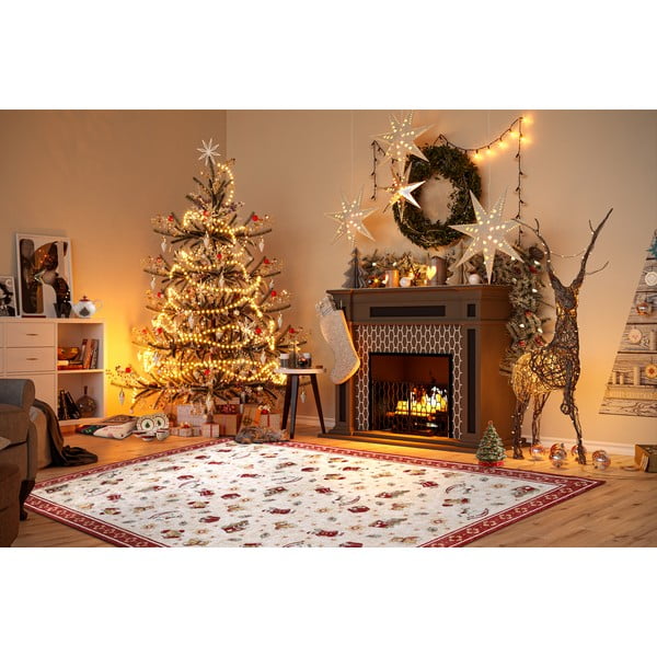Iš medvilnės mišinio kilimas raudonos spalvos su Kalėdų motyvu 160x230 cm Toy's Delight Red Christmas – Villeroy&Boch-image-1
