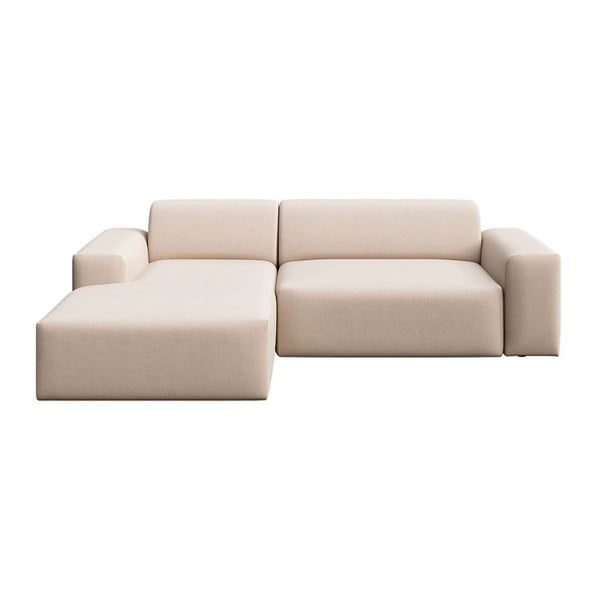Smėlio spalvos iš velveto sulankstoma/su sandėliavimo vieta kampinė sofa (su kairiuoju kampu/su gultu) Villet – Rodier