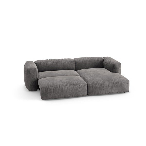 Pilkos spalvos sulankstoma modulinė kampinė sofa iš velveto (su dešiniuoju kampu/su gultu) – Micadoni -image-3