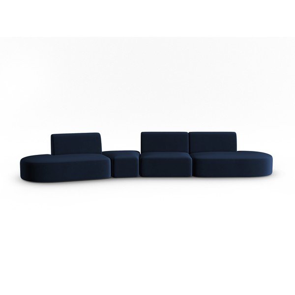 Mėlynos spalvos iš velveto sofa su kairiuoju kampu 428 cm Paolo – Milo Casa