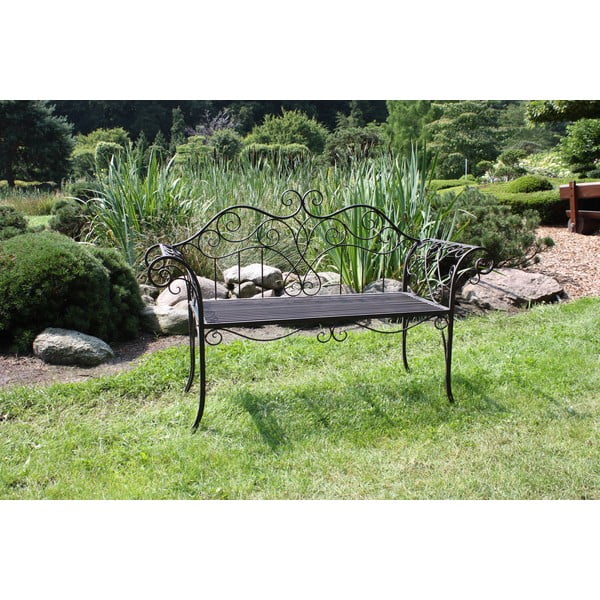 Metalinis sodo suoliukas juodos spalvos/tamsiai rudos spalvos Selene – Garden Pleasure-image-1