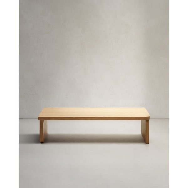 Natūralios spalvos kavos staliukas iš ąžuolo 75x140 cm Oaq – Kave Home-image-3