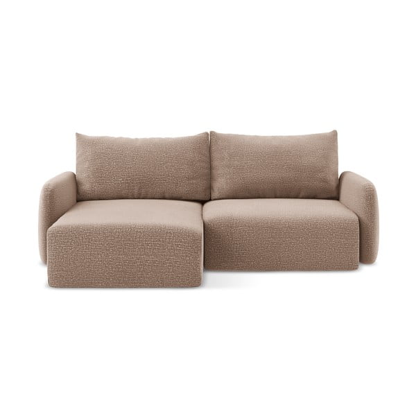 Šviesiai rudos spalvos sulankstoma/su sandėliavimo vieta kampinė sofa (su kairiuoju kampu) Kalena – Makamii