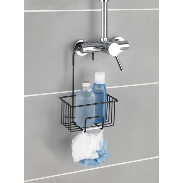 Pakabinama juodos spalvos iš nerūdijančio plieno vonios lentyna Milito – Wenko-image-1