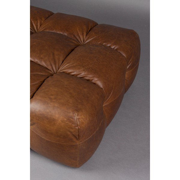 Rudos spalvos modulinė taburetė iš odos Hackman – Dutchbone-image-3