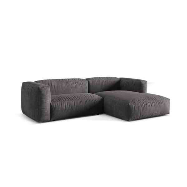 Pilkos spalvos iš velveto modulinė kampinė sofa (su dešiniuoju kampu/su gultu) Martina – Micadoni -image-3