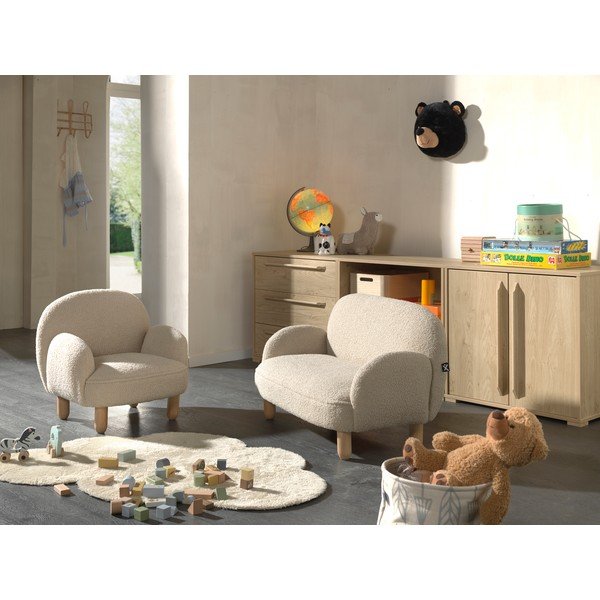 Smėlio spalvos vaikiškas krėslas iš boucle Rocky – Vipack-image-2