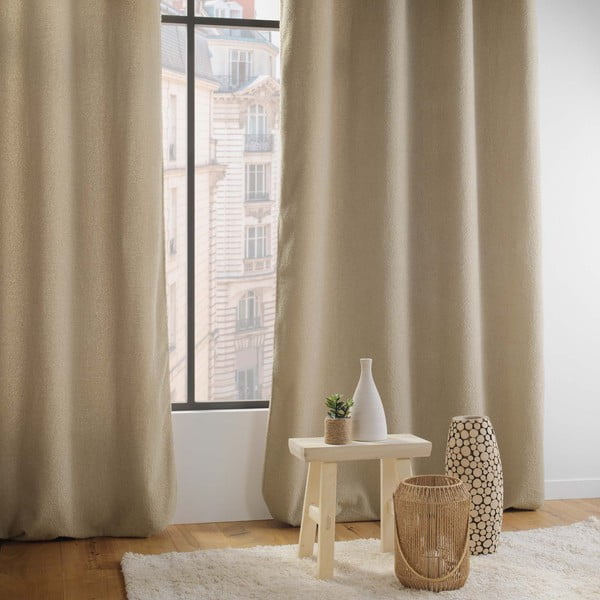 Iš boucle užuolaida smėlio spalvos 140x240 cm Wooly – douceur d'intérieur-image-2