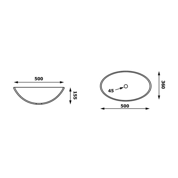 Iš stiklo praustuvas juodos spalvos 50x36 cm Purus – Sapho-image-4