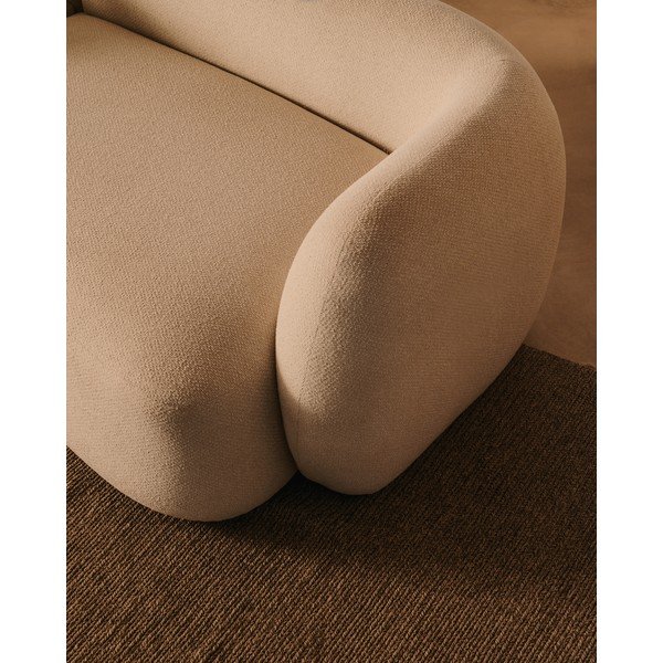 Kreminės spalvos iš šenilinio audinio kampinė sofa (su kairiuoju kampu/su gultu) Martina – Kave Home-image-4