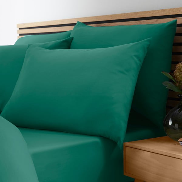 Tamsiai žalios spalvos iš mikropluošto paklodė su guma 185x200 cm So Soft Easy Iron – Catherine Lansfield-image-1