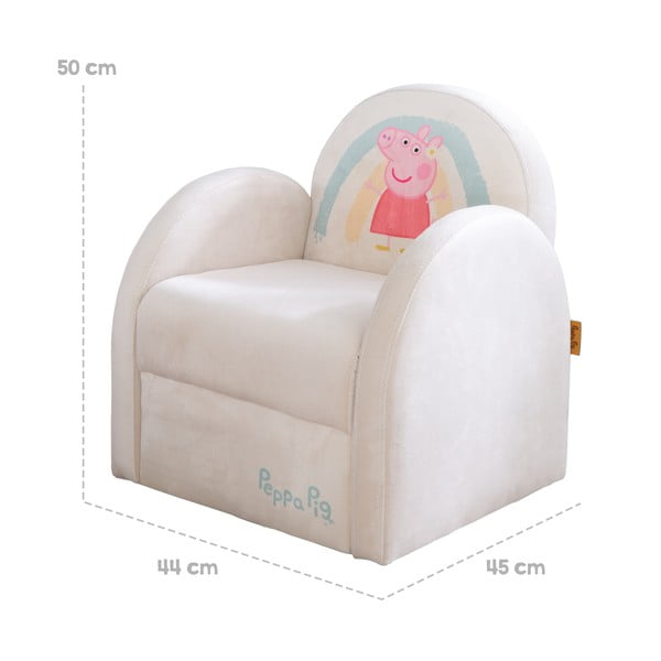 Iš velveto vaikiškas krėslas baltos spalvos Peppa Pig – Roba-image-3