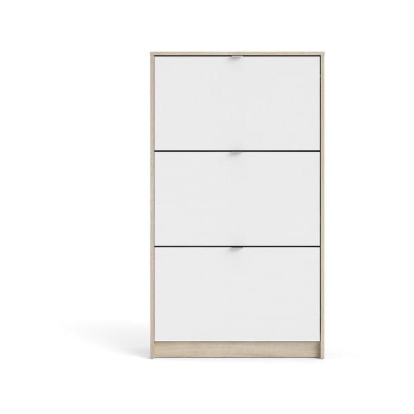 Atlenkiama spintelė batams baltos spalvos/natūralios spalvos iš ąžuolo Shoes – Tvilum-image-2
