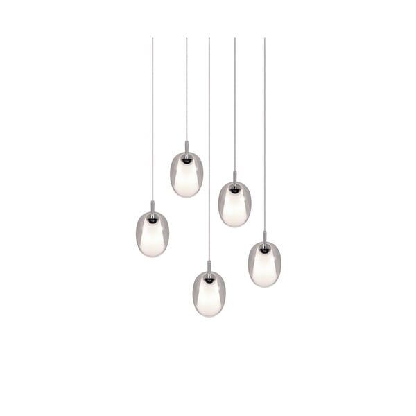 Kabantis šviestuvas sidabrinės spalvos ø 48 cm su stiklo gaubtu Barret – Trio Select-image-4