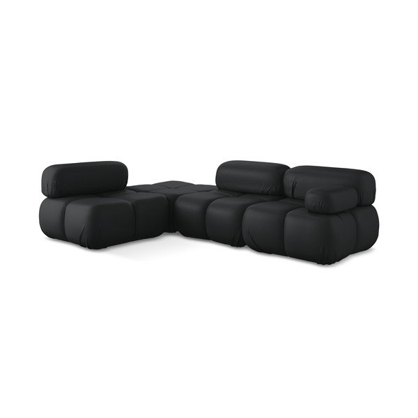 Juodos spalvos iš dirbtinės odos modulinė kampinė sofa (su kairiuoju kampu) Lokua – Makamii-image-4