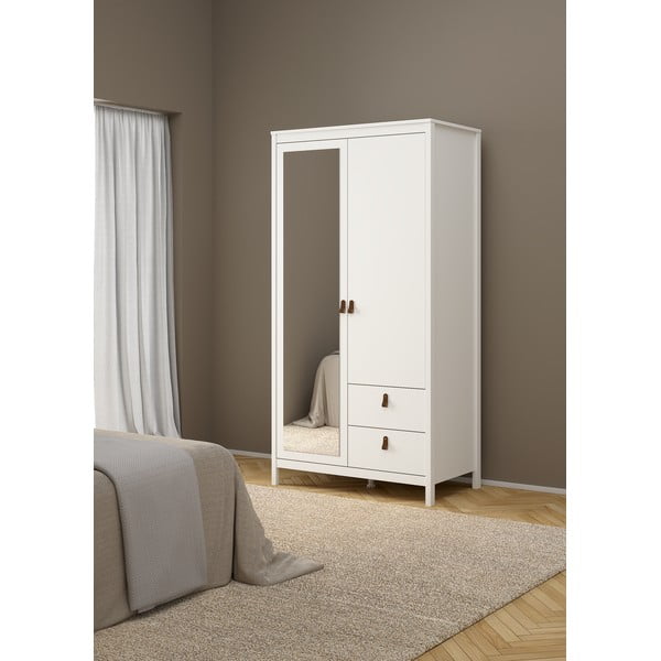 Baltos spalvos drabužių spinta su veidrodžiu 102x199x58 cm Madrid – Tvilum-image-1