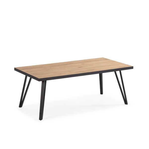 Juodas/natūralios medienos spalvos kavos staliukas su ąžuoliniu stalviršiu 60x120 cm Sindi - Marckeric