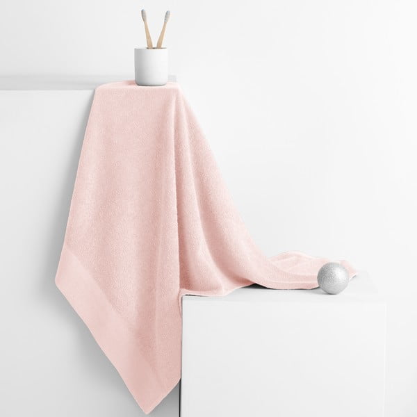 Šviesiai rožinės spalvos iš frote audinio iš medvilnės vonios rankšluostis 70x140 cm Amari – Restilo-image-2