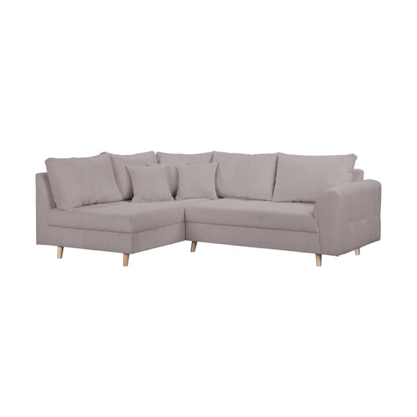 Kampinė sofa pilkos spalvos iš kordinio velveto (su kairiuoju kampu) Ariella – Ropez-image-2