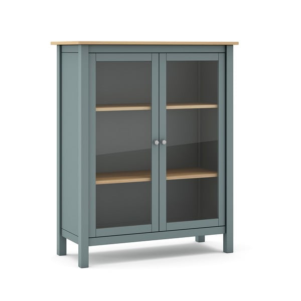 Pilkai žalios spalvos iš pušies masyvo vitrina 90x110x40 cm Misti – Marckeric-image-1
