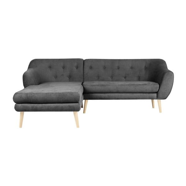"Mazzini Sofas Sicile" tamsiai pilka sofa su kairiąja šonine lova