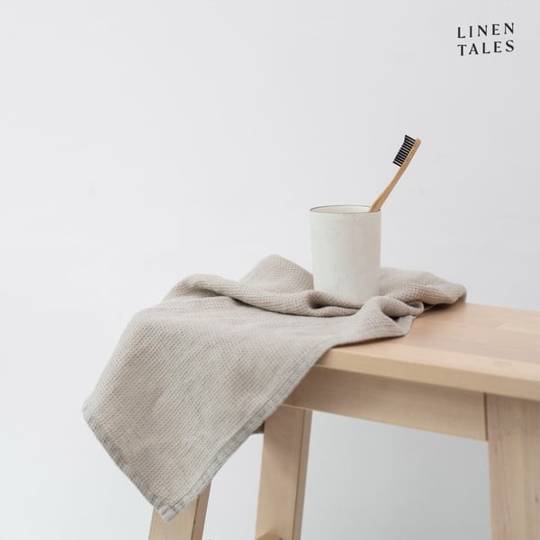 Gofruotas iš lino vonios rankšluostis natūralios spalvos 100x140 cm Natural Fine Waffle – Linen Tales-image-1