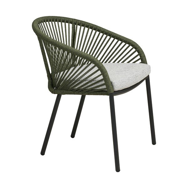 Žalios spalvos metalinė/paminkštinto audinio sodo kėdė Novella – House Nordic-image-3