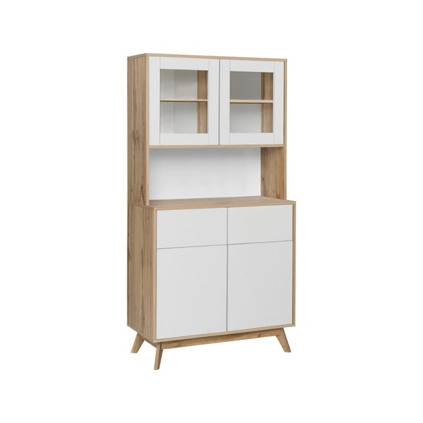 Vitrina baltos spalvos/natūralios spalvos iš ąžuolo 84x165 cm Skandi – Støraa-image-1
