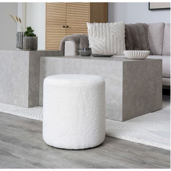 Pufas baltos spalvos iš boucle Ejby – House Nordic-image-1