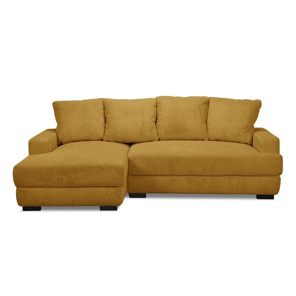 Geltonos spalvos sulankstoma/su sandėliavimo vieta kampinė sofa iš kordinio velveto (su kairiuoju kampu/su gultu) Campi – Bobochic Paris