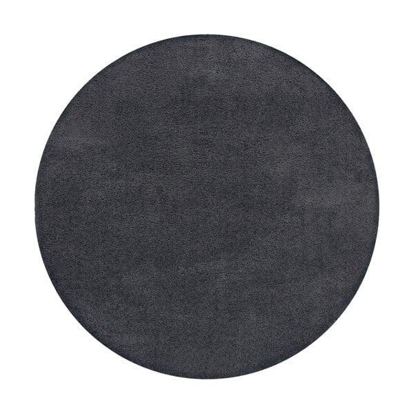 Skalbiamas iš perdirbto pluošto apvalios formos kilimas tamsiai pilkos spalvos 180x180 cm Fluffy – Flair Rugs