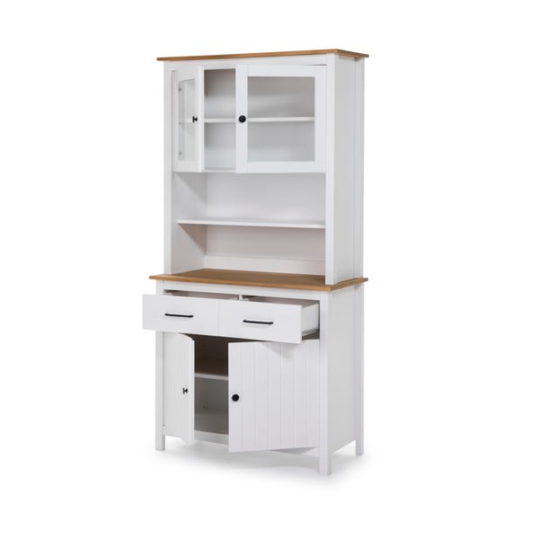 Iš pušies masyvo vitrina baltos spalvos 90x180 cm Miranda – Marckeric-image-3