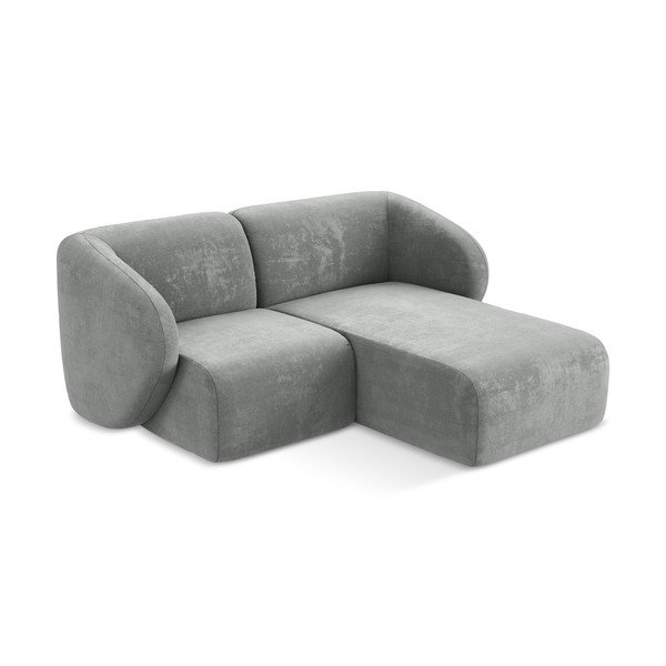 Pilkos spalvos kampinė sofa iš šenilinio audinio (su dešiniuoju kampu/su gultu) Lani – Makamii-image-2