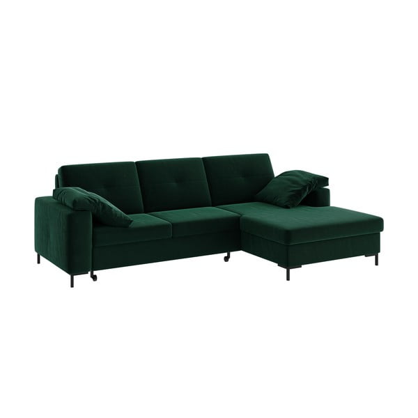 Tamsiai žalia aksominė sofa Ghado Moor, dešinysis kampas-image-2