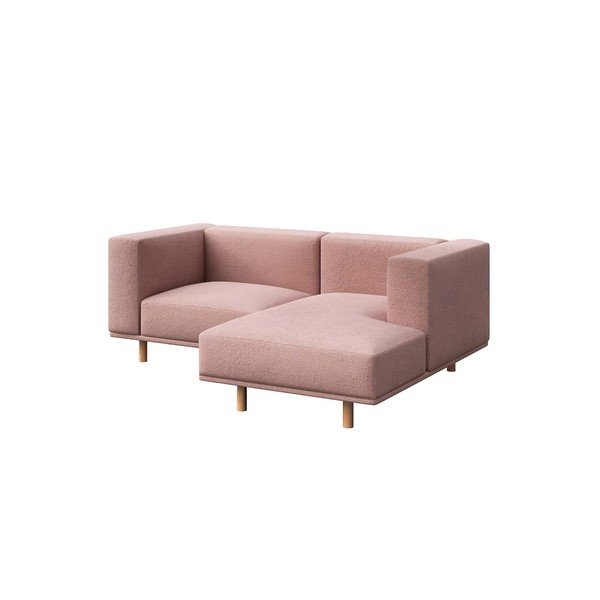 Kampinė sofa šviesiai rožinės spalvos iš boucle (su dešiniuoju kampu) Kukumo – Ame Yens-image-2