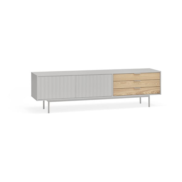 TV spintelė pilkos spalvos/natūralios spalvos iš ąžuolo 180x52 cm Sierra – Teulat-image-2