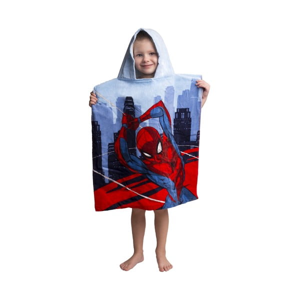 Vaikiškas pončas iš frote audinio raudonos spalvos/mėlynos spalvos Spider-Man – Jerry Fabrics-image-1