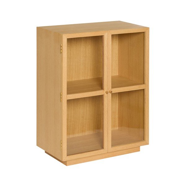Natūralios spalvos pakabinama vitrina iš ąžuolo 70x90x39 cm Mae – Hübsch-image-3