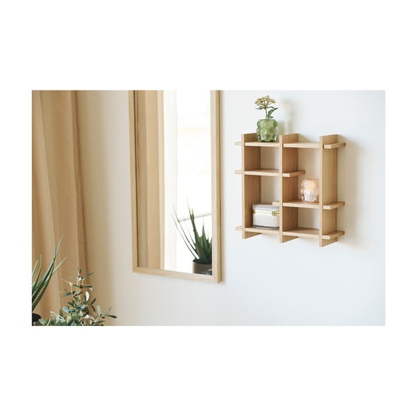 Natūralios spalvos kelių aukštų sieninė lentyna iš ąžuolo 40 cm Olsberg – House Nordic-image-1