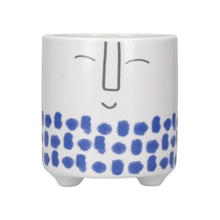 Baltos ir mėlynos spalvos keraminis vazonas Kitchen Craft Happy Face