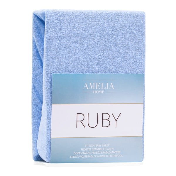 Iš frote audinio paklodė šviesiai mėlynos spalvos su guma 240x220 cm Ruby – AmeliaHome-image-2