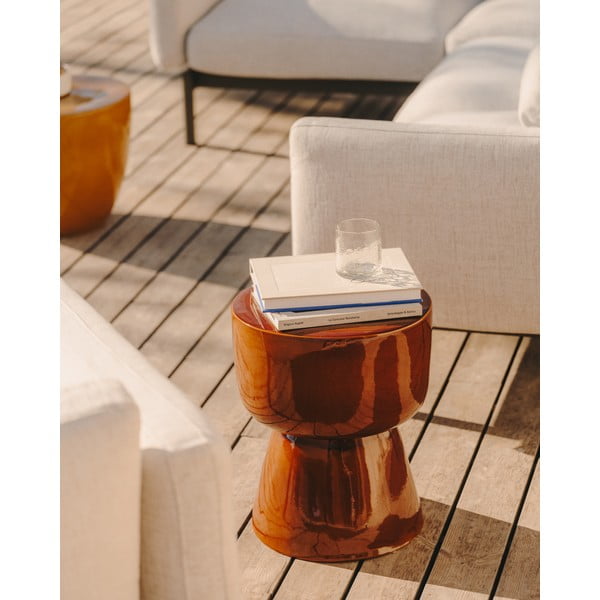 Apvalios formos sodo šoninis staliukas iš keramikos ø 36 cm Mesquida – Kave Home-image-1