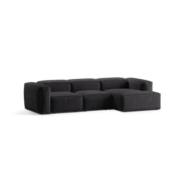 Tamsiai pilkos spalvos iš kordinio velveto kampinė sofa (su dešiniuoju kampu/su gultu) Bergamo – Cosmopolitan Design-image-2