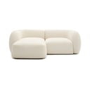 Kreminės spalvos iš šenilinio audinio kampinė sofa (su kairiuoju kampu/su gultu) Martina – Kave Home