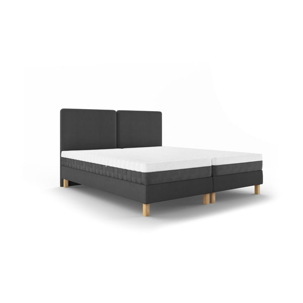Tamsiai pilka dvigulė lova Mazzini Beds Lotus, 140 x 200 cm