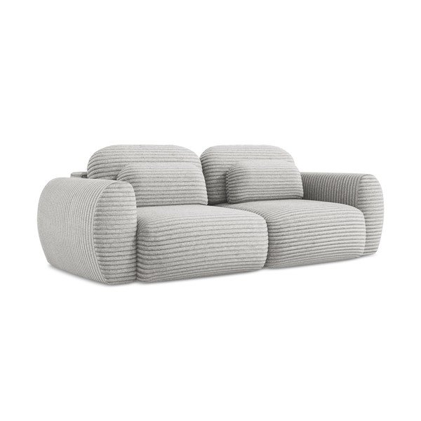 Šviesiai pilkos spalvos iš kordinio velveto sulankstoma/su sandėliavimo vieta sofa 266 cm Kini – Makamii-image-3