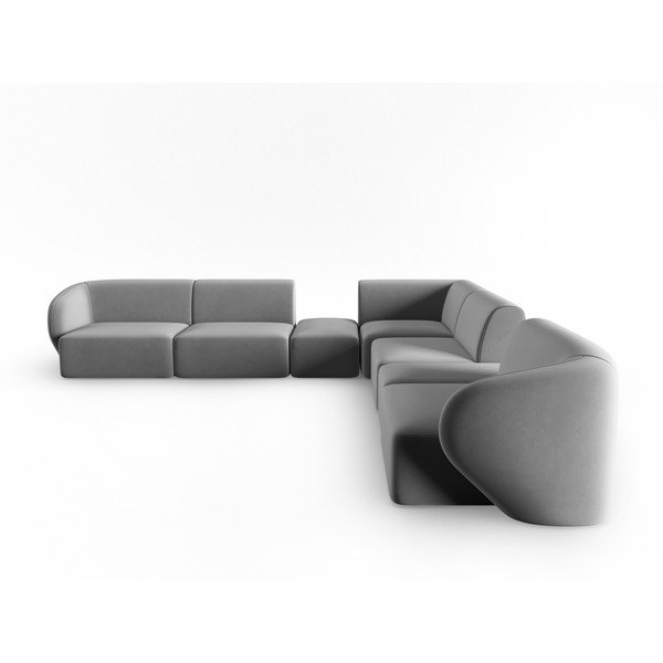 Pilkos spalvos iš velveto kampinė sofa Paolo – Milo Casa-image-2