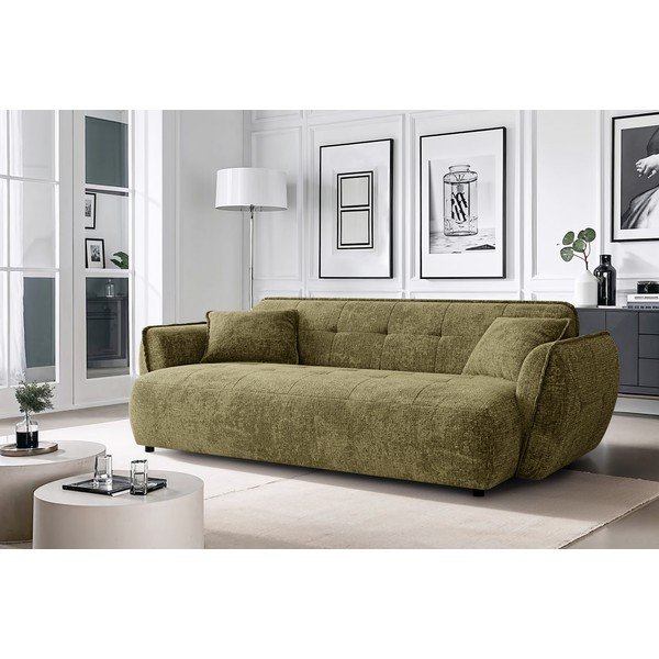 Žalios spalvos sofa iš šenilinio audinio 250 cm Nelia Big – Ropez-image-1