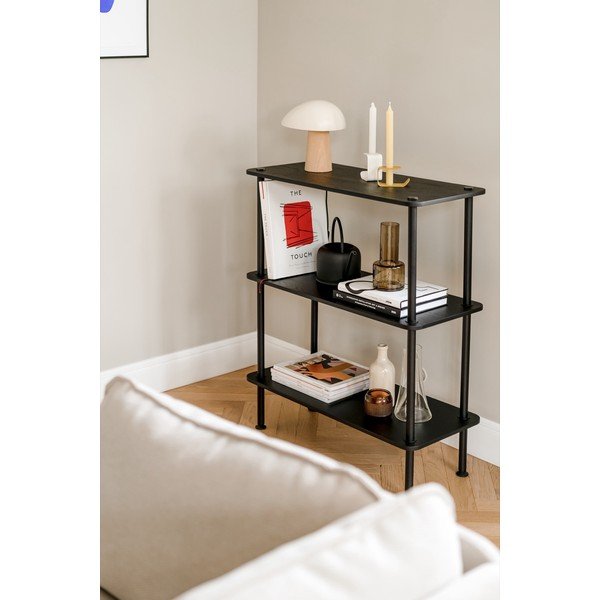 Juodos spalvos pastatoma lentyna iš ąžuolo 80x90,5x35 cm Teidi – noo.ma-image-3